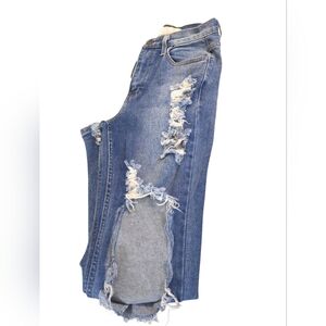Vibrant Blue Distressed  Jeans Size 1 ( W34)